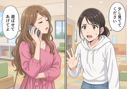 「子どもが元気なのは当たり前でしょ」児童館に息子を置いてロビーで通話に夢中の母親！おもちゃを壊しても知らん顔で放置→ある日、見かけない職員の女性がその母親のもとへ向かい・・・