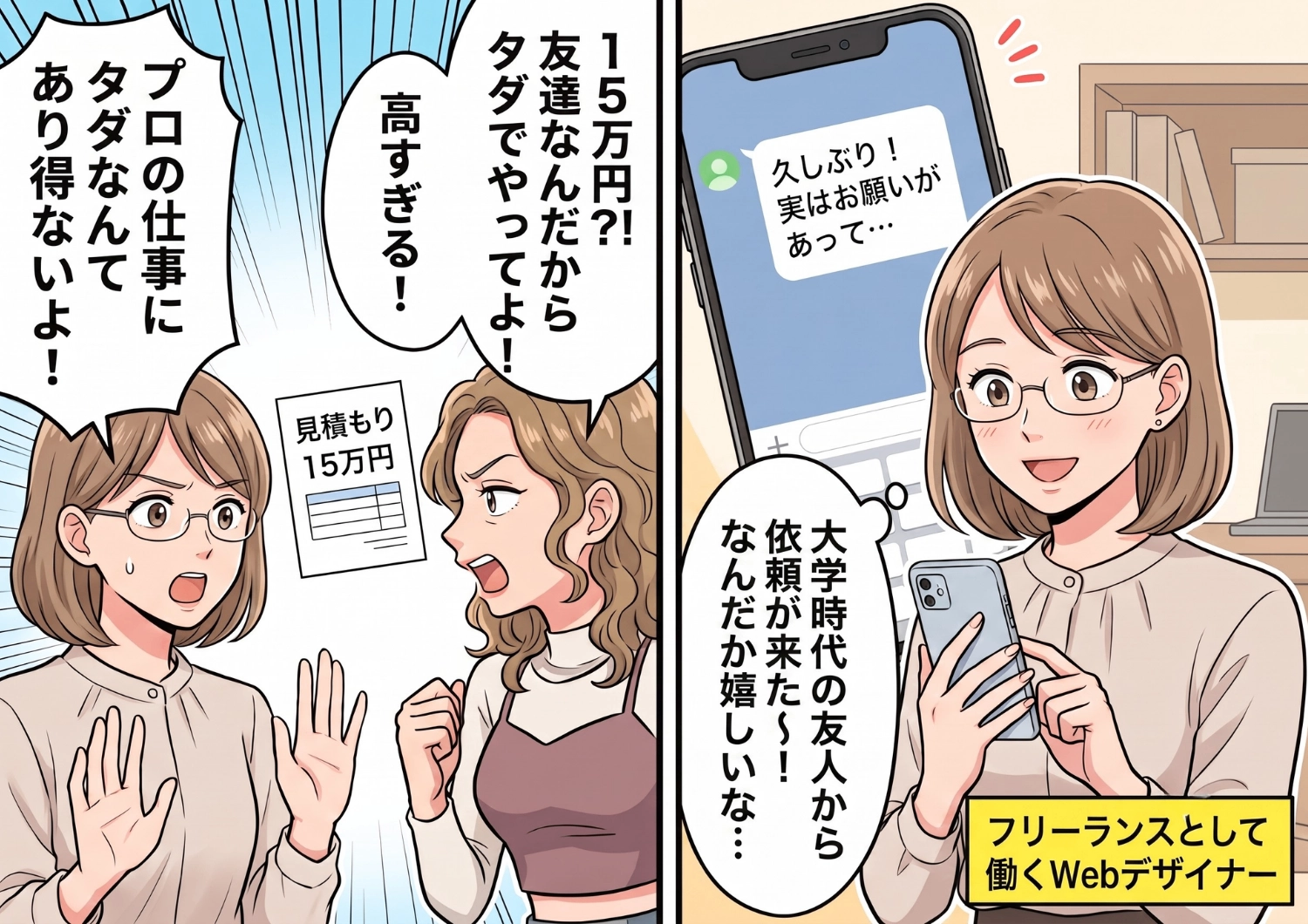 「見積もり15万円」に「友達なんだからタダでやってよ!」と逆ギレ!?クリエイターを舐めきった非常識な友人に起きた、スカッとする衝撃の結末とは・・・?のメイン画像