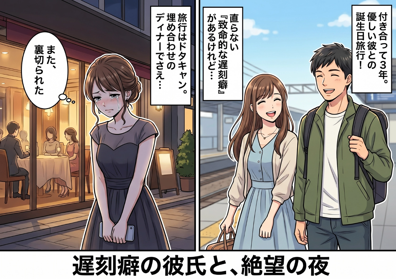 誕生日をドタキャンした彼氏がまた遅刻！？遅刻癖は埋め合わせディナーでも変わらず・・・我慢の限界で放った一言とはのメイン画像