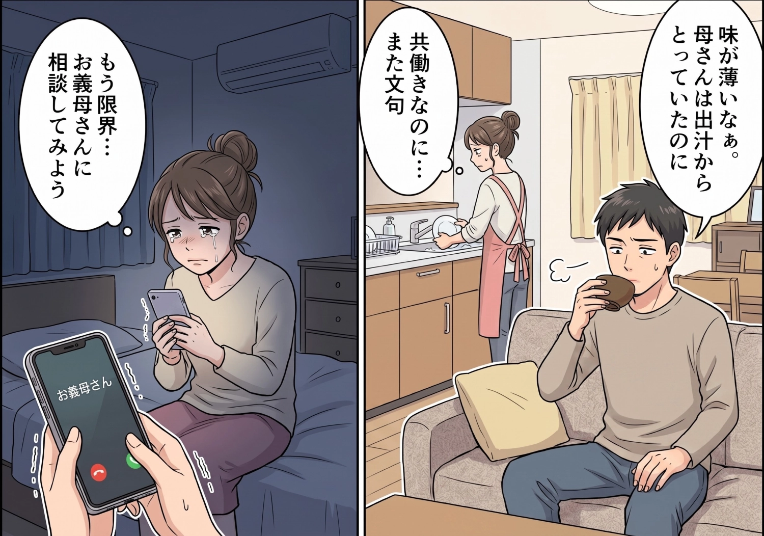 「母さんの出汁はもっと美味しかった！」家事をしないくせに義母と比べて私を貶す夫。我慢の限界を迎えた私が義母に相談すると・・・？のメイン画像