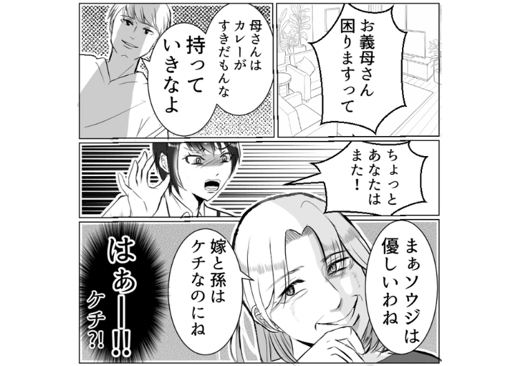 「私に優しいのは息子だけ!嫁と孫は最悪!」アポなしで頻繁に突撃してきてインテリアや作り置きの料理を欲しがる義母!夫が全て渡してしまうので、あるものと交換条件を提示してみたら・・・のメイン画像