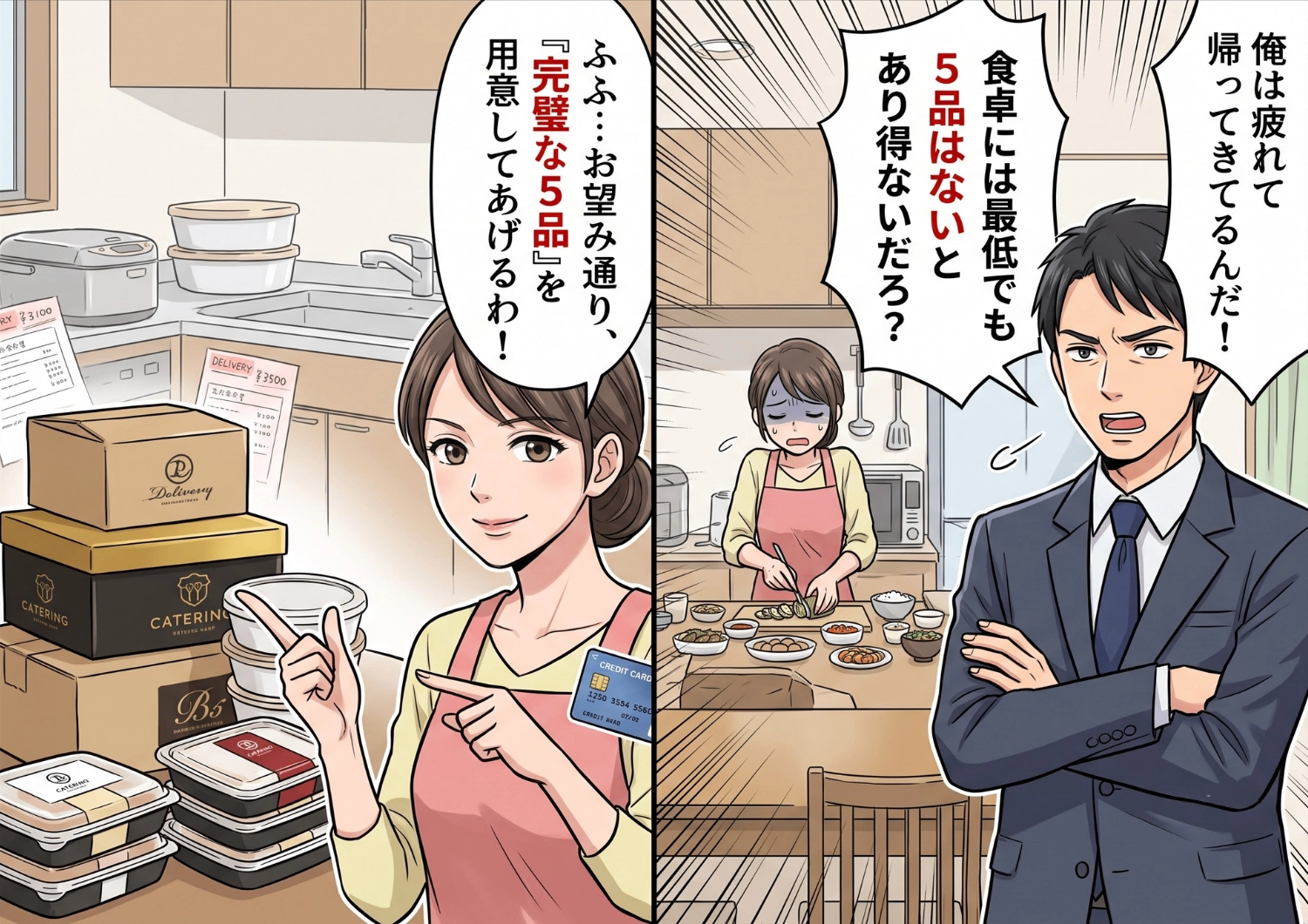 「最低5品は当たり前だろ!」共働きなのに家事をしないモラハラ夫。呆れた妻がとった行動と、義実家で発覚した衝撃の事実とは?のメイン画像