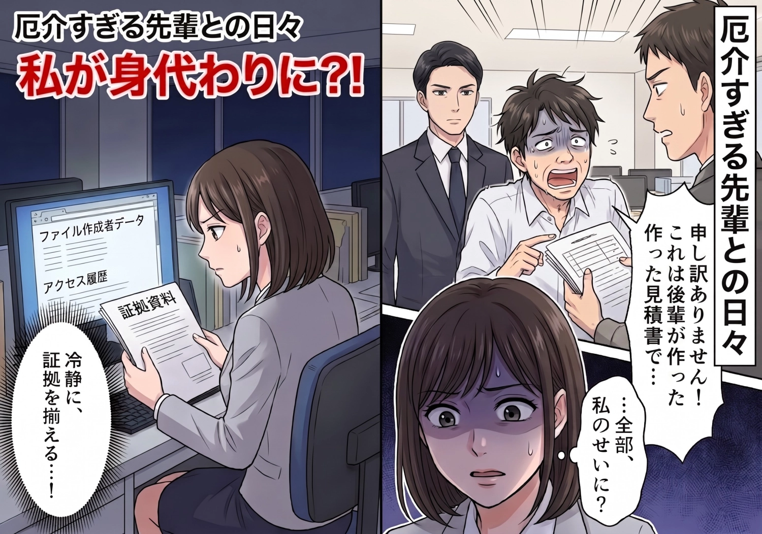 「これは全部後輩のせいです!」自分のミスをなすりつける厄介な先輩。部署全員のいる会議で証拠と共に告発した結果・・・のメイン画像