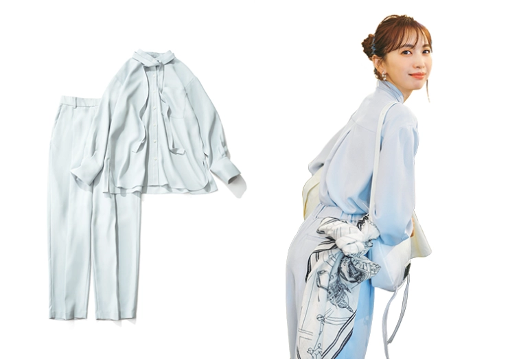 andGIRL春号 着回しスペシャル 登場回数2位 ブラウス&パンツセットアップ