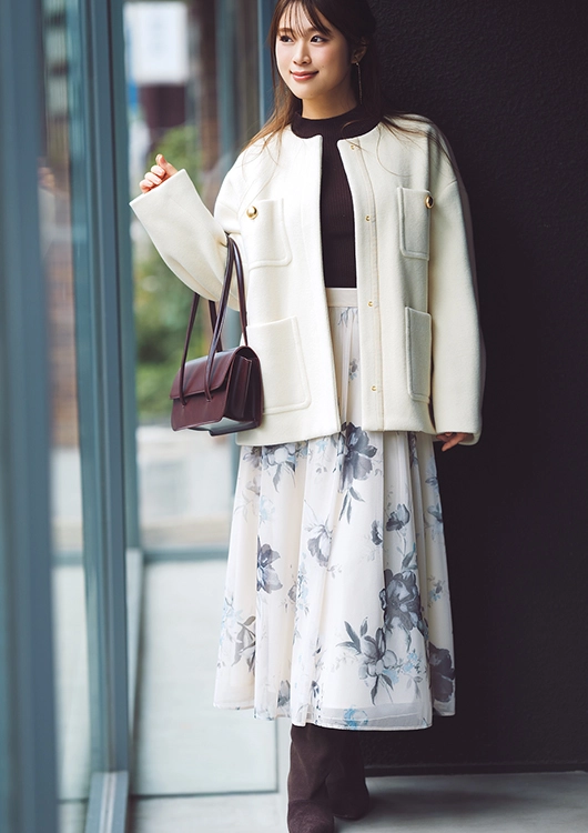 【毎日コーデ】花柄スカートと合わせて通勤こそ上品可愛く♡ 【毎日コーデ】花柄スカートと合わせて通勤こそ上品可愛く♡