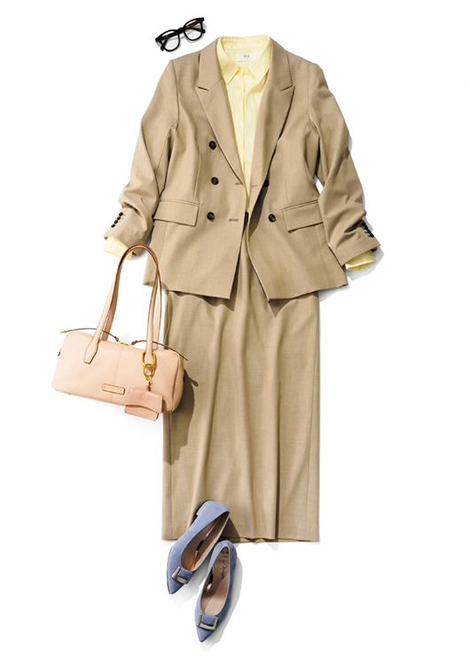 毎日コーデ セットアップ イエローシャツ 宮田聡子