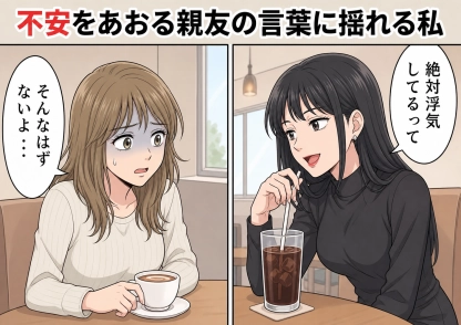 「あんたの彼氏って誰にでも優しいよね、絶対浮気してるって」会うたびに不安をあおってくる女友達！眠れない夜が続き思い切って彼に打ち明けると→彼が見せてきたスマホの画面に私は凍りつき・・・