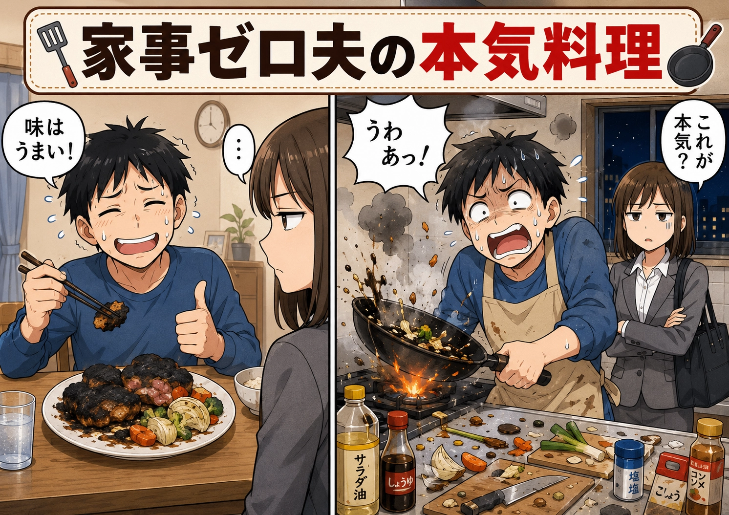 後編/「なら自分で作れば?」共働きでも家事ゼロのモラハラ夫に、遂に家事放棄を決意した私。彼の自信満々の言動でキッチンに立つが悲鳴が!?のメイン画像