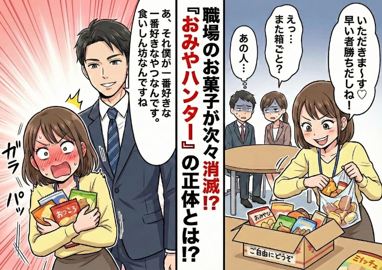 「ご自由にどうぞ」を真に受け職場のお土産を根こそぎ奪う迷惑女！皆が困り果てる中、彼女を成敗した意外な救世主とその衝撃的な結末とはのメイン画像