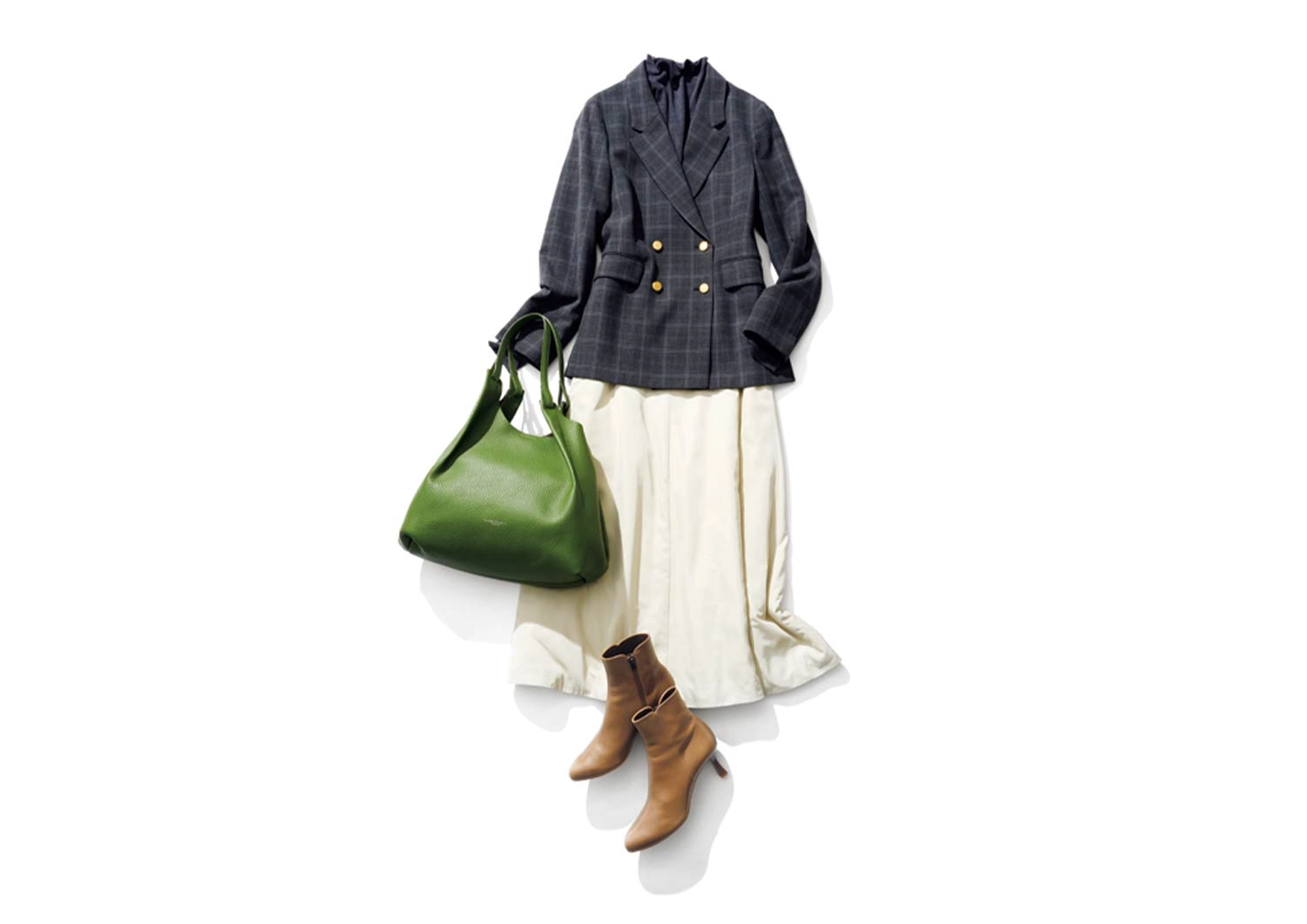 白のフレアスカートが頼れる！品のよさと美シルエットを叶える通勤コーデ【毎日コーデ】のメイン画像