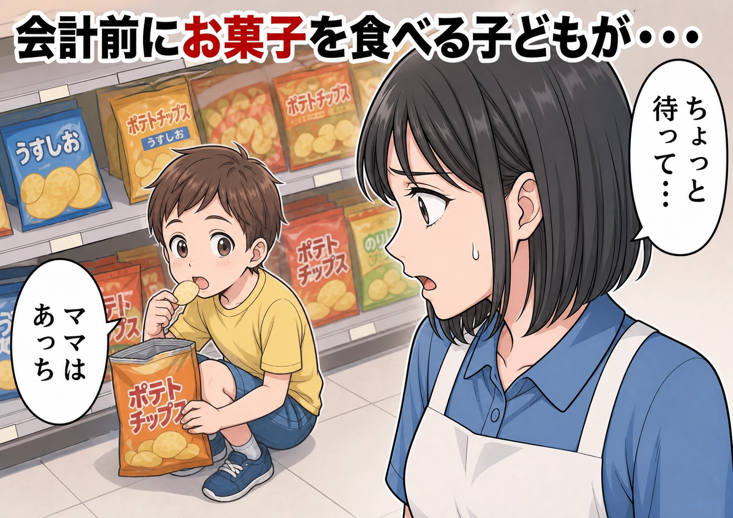 「あとで払えば問題ないでしょ?」会計前のポテトチップスを食べる子どもと開き直る母親・・・私が“通報”を告げた瞬間、売り場が凍りついた理由のメイン画像