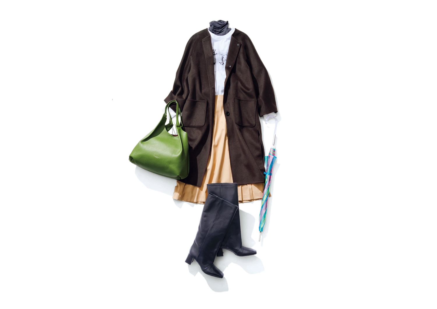 着膨れしない!ユニクロのカシミヤ混ヒートテックを使った防寒通勤コーデ【毎日コーデ】