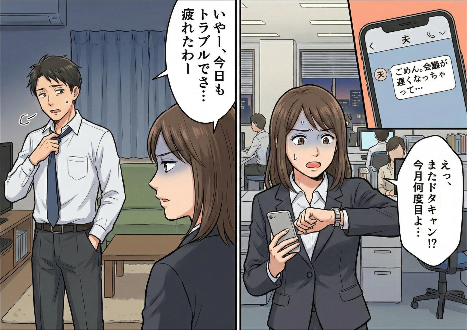 「後輩のミスで帰れない」「書類にミスが見つかって」と娘のお迎えを拒否する夫。実はある人と会うための嘘をついていた→その嘘が実際に起こってしまい、最悪の形で人生は破滅・・・のメイン画像