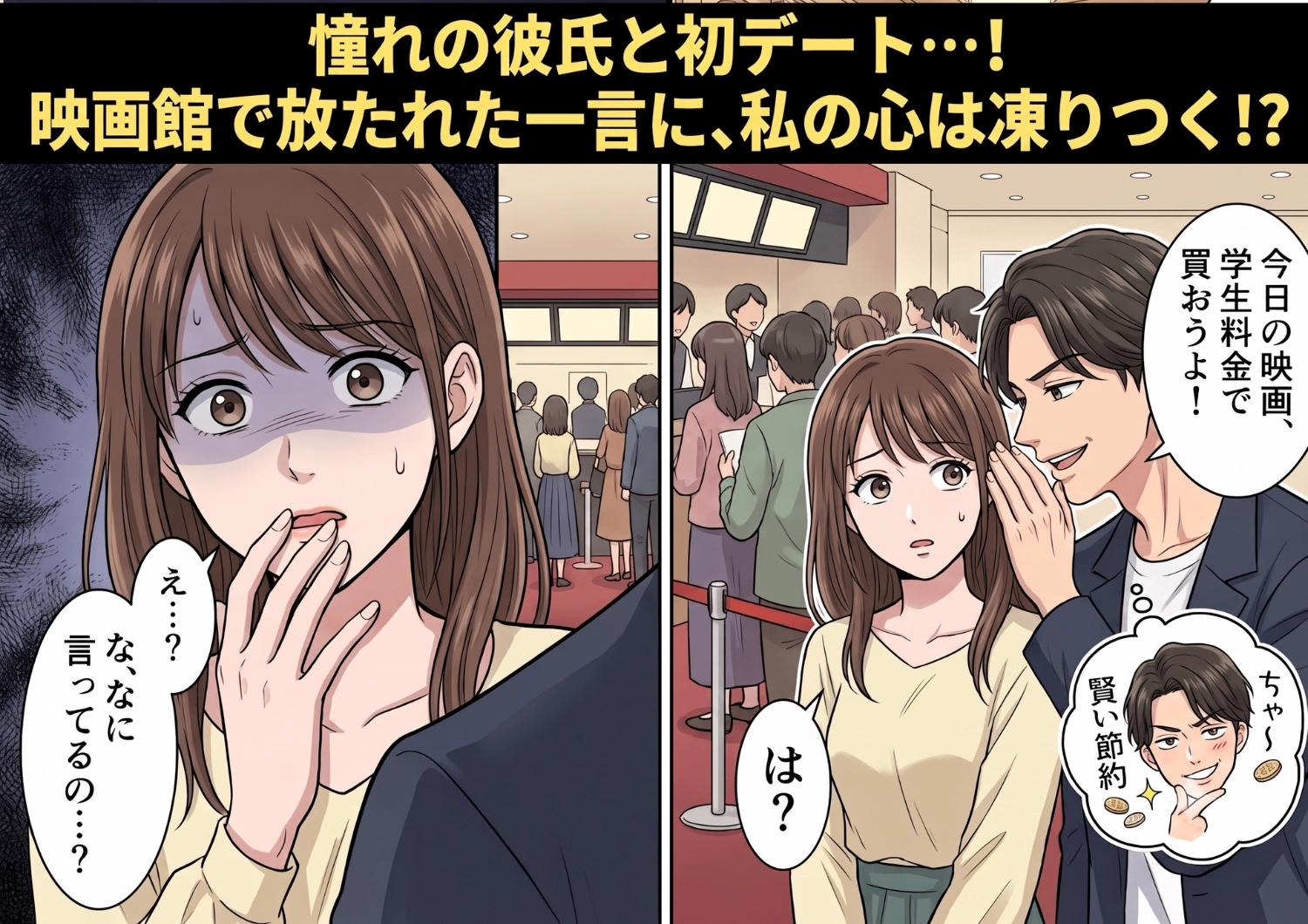 「ケチ」と「節約」を履き違えた彼氏との初デート。映画館の窓口で彼が放った「ありえない一言」に私の恋心は一瞬で冷めました・・・。のメイン画像