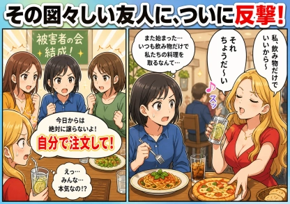 図々しい友人に鉄槌！飲み物だけで食べ物を要求する彼女の反省劇