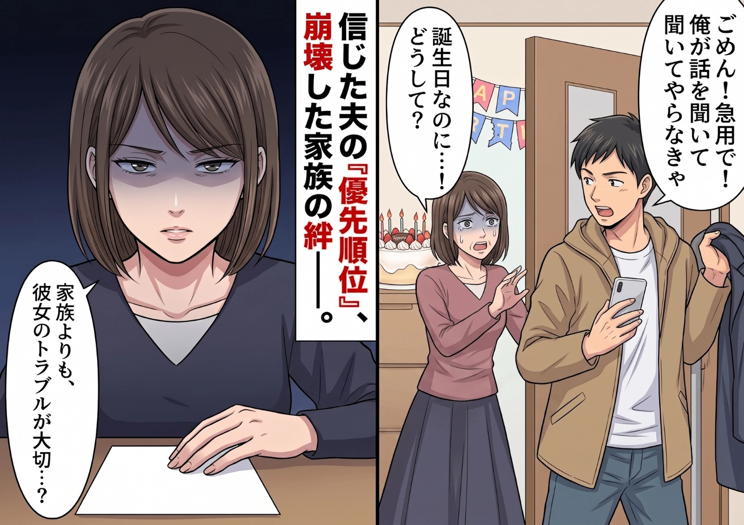 家族の記念日よりも「可哀想な女友達」を最優先する身勝手な夫。注意しても独身気分が抜けない彼に待っていたのは・・・？のメイン画像