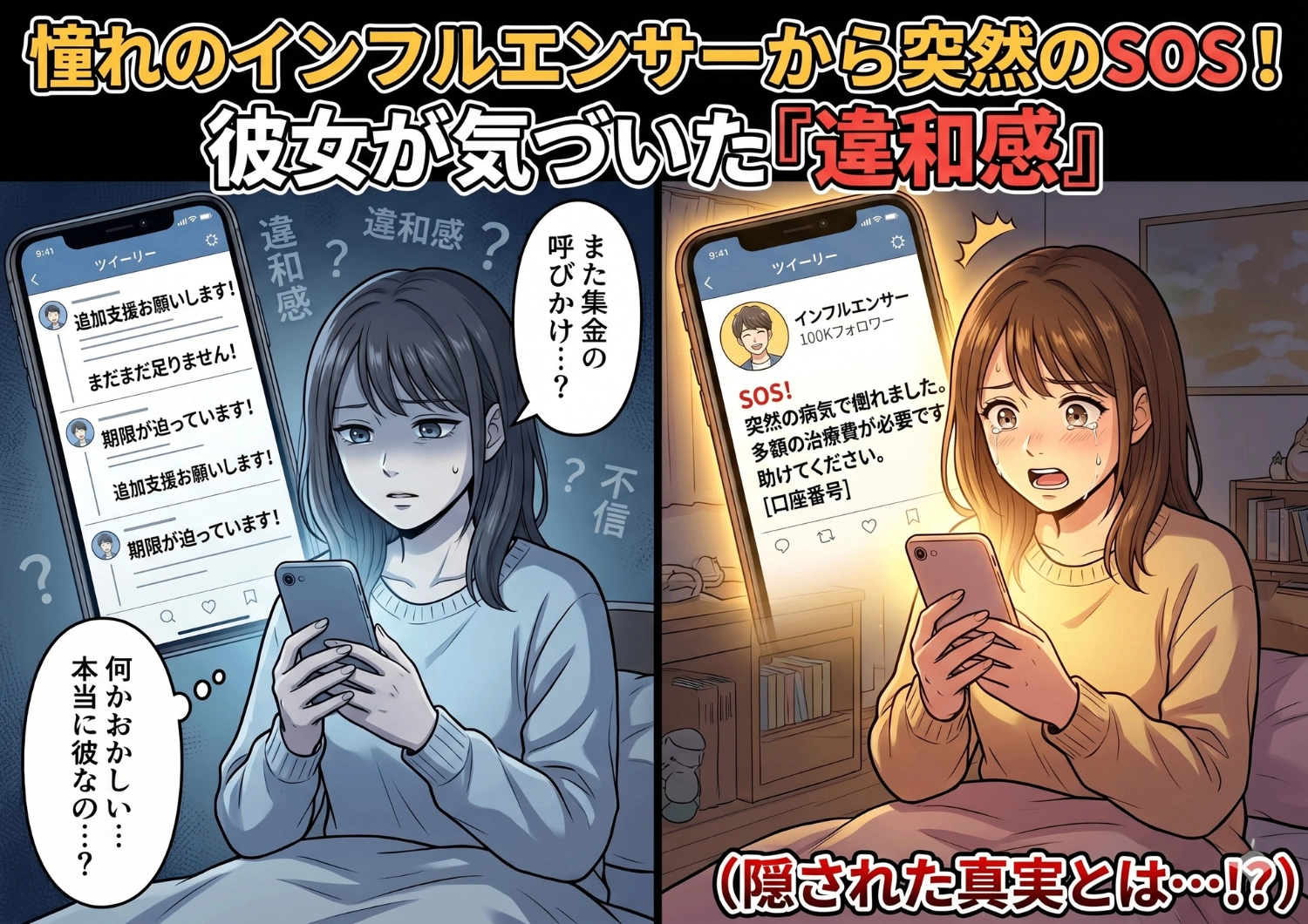 「病気で助けが必要」大好きなインフルエンサーのSOSにファンが続々募金。しかし病名も明かされず違和感が・・・純粋な善意の裏に隠された〝衝撃の真実〟とは！？のメイン画像