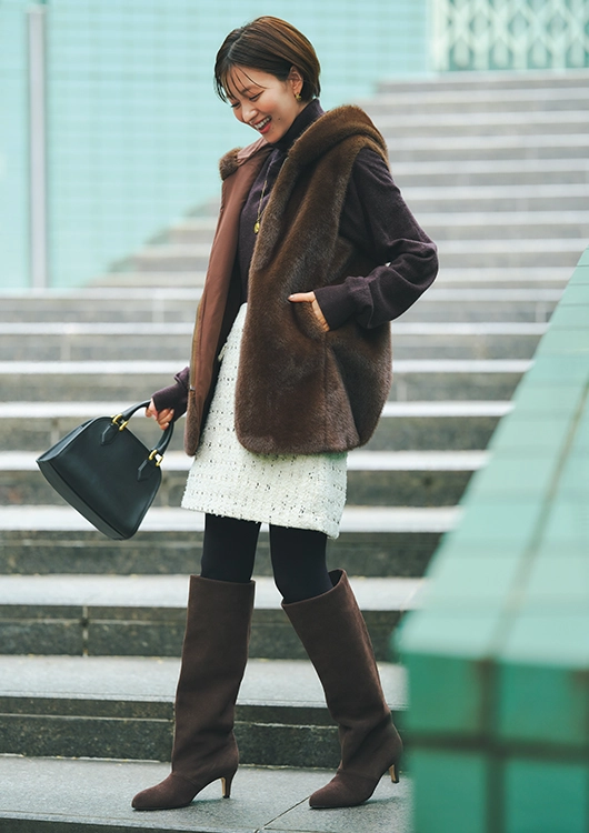 「ブラウン」は上品リッチなファーベストで大人可愛いを表現