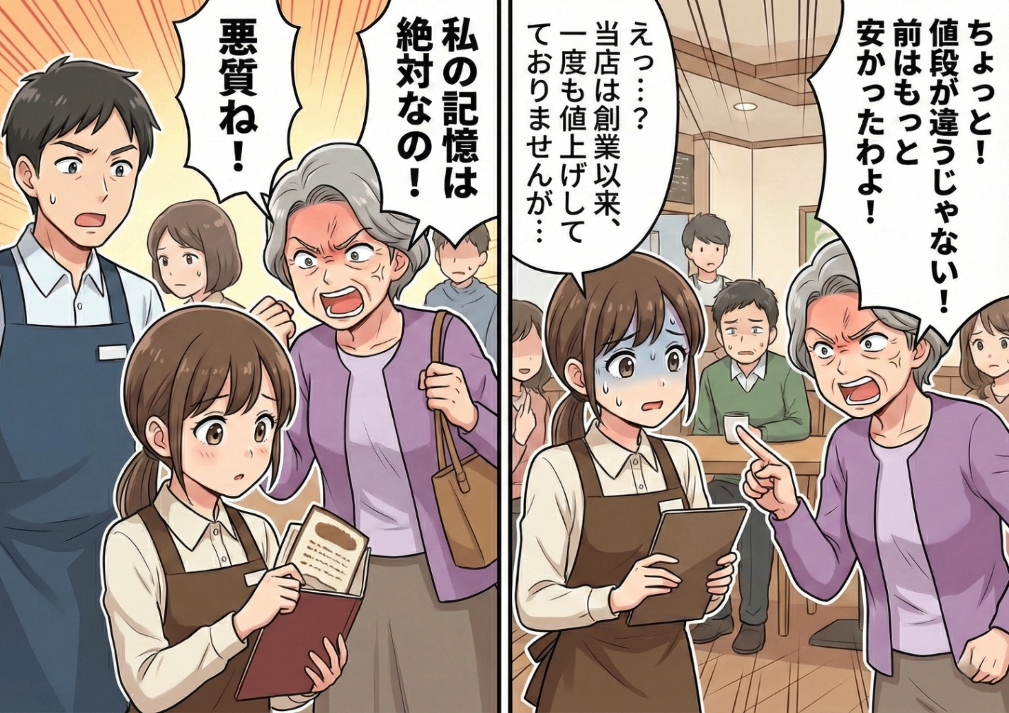「値上げしたでしょ！」カフェで怒鳴り散らす迷惑客に店長も困惑・・・周りのお客さんも気まずそうに振る舞う中、ある勘違いが発覚して気まずい結末に！？のメイン画像