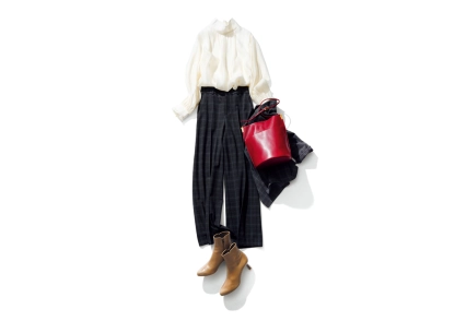 イキすぎないグレーのチェックがオシャレ！清潔感も兼ね備えた通勤コーデ【毎日コーデ】