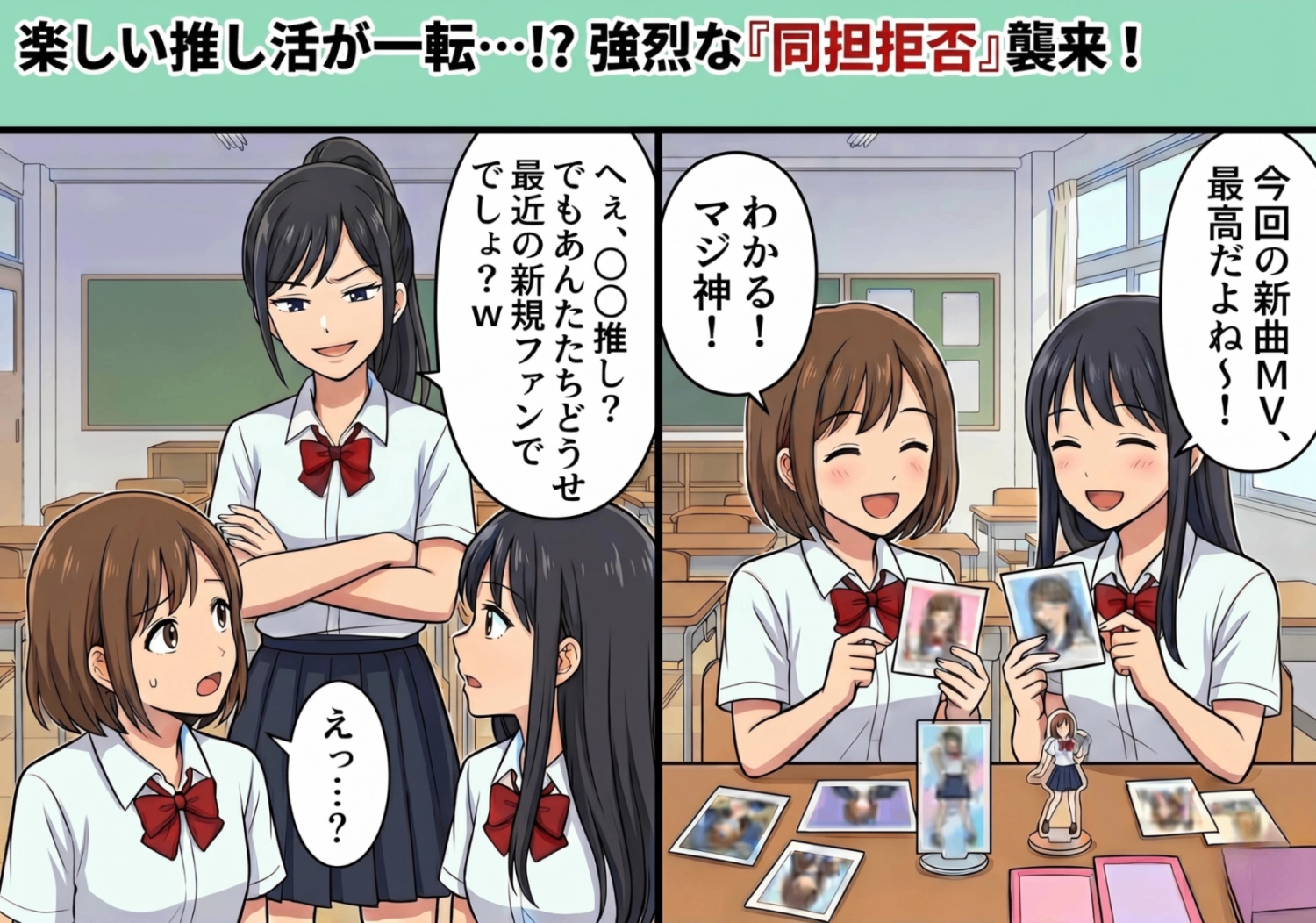 「あなた新規ファンでしょ？w」推しが被った途端に豹変した同担拒否の同級生。マウントを取り続ける彼女に突きつけた衝撃の事実とは・・・！？のメイン画像