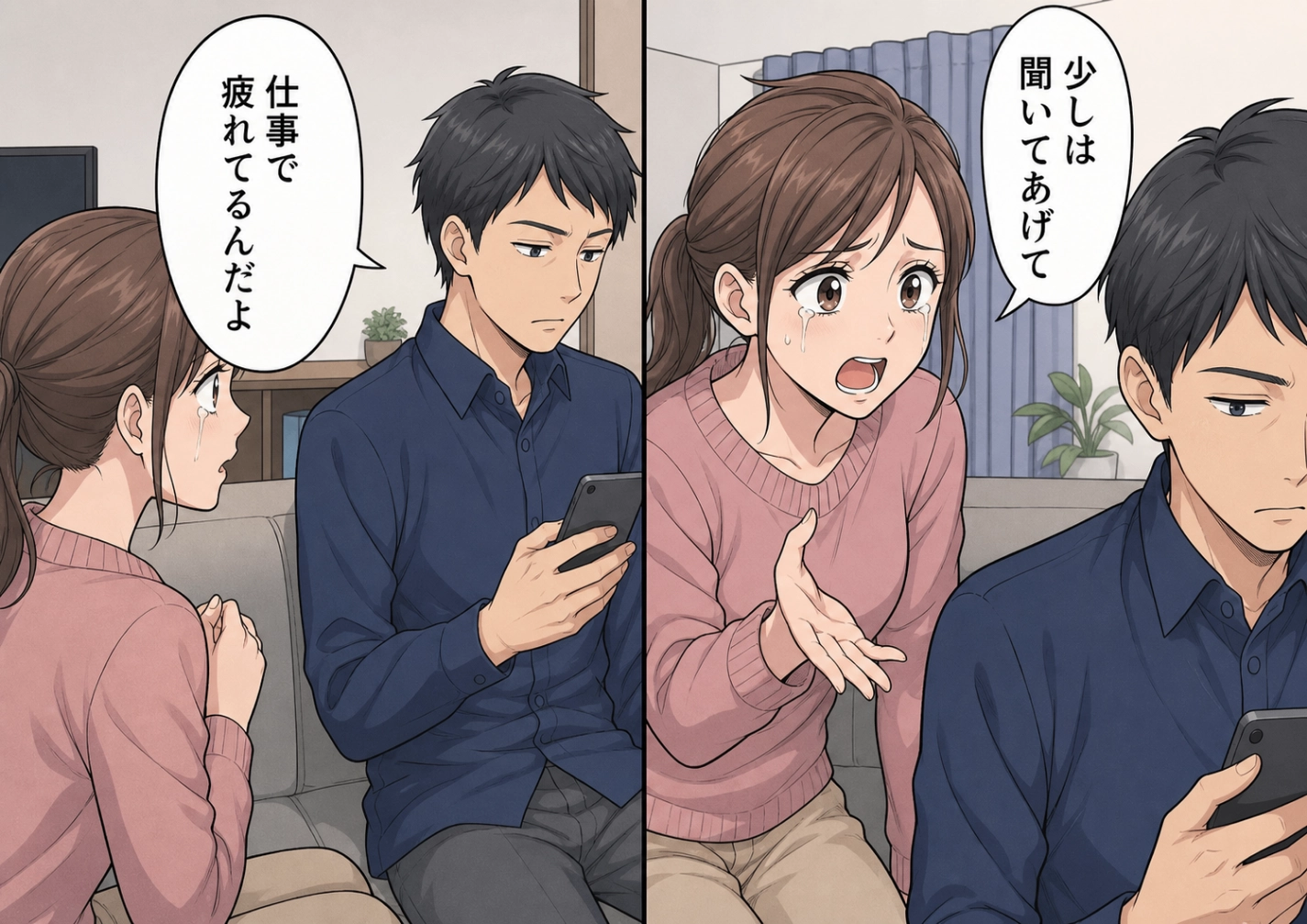 「今いいとこだから、あっち行ってて」4歳の娘が一生懸命描いた家族の絵をスマホゲームに夢中で払いのける夫！泣き出した娘を慰めながら絵を拾うと、描いてあるパパの顔に異変が・・・のメイン画像