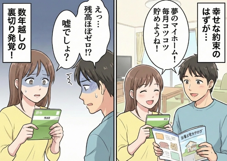「今いくらあるの?」→「お金がなくて、つい・・・」結婚当初にした貯金の約束もすっかり忘れて散財生活の夫!夫の見栄っぱりをある人を読んで改心させた話のメイン画像