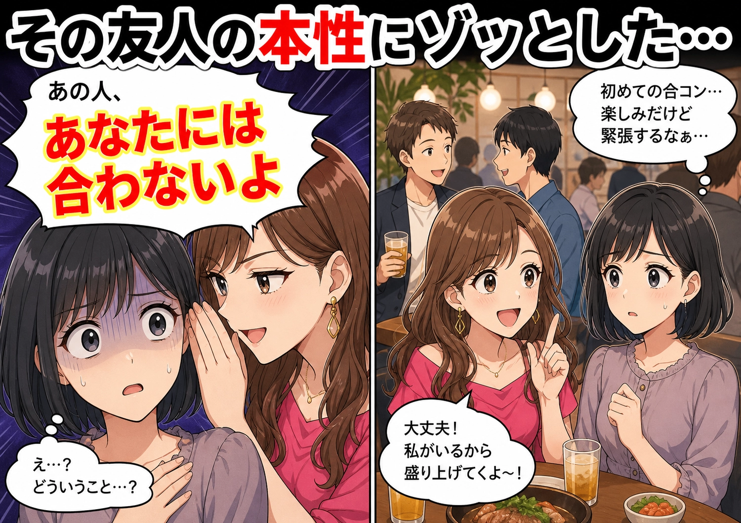 初めての合コンで気づいた友人の本性と新たな出会いのメイン画像