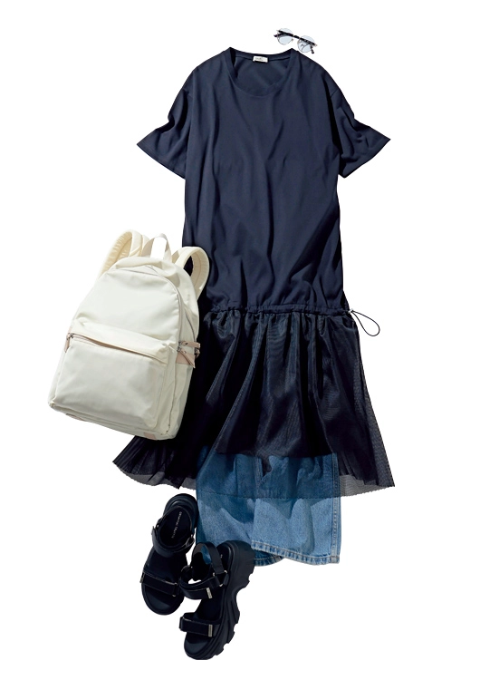 重ね着を楽しむカジュアル通勤コーデ