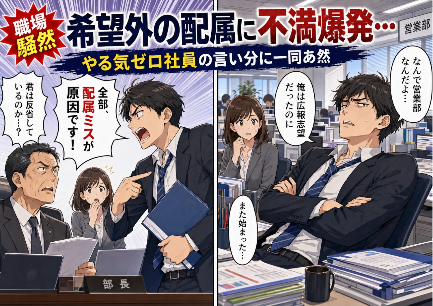 希望部署に行けず不貞腐れやる気ゼロな同僚・・・異動後に待ち受けていた意外な結末とは！？のメイン画像