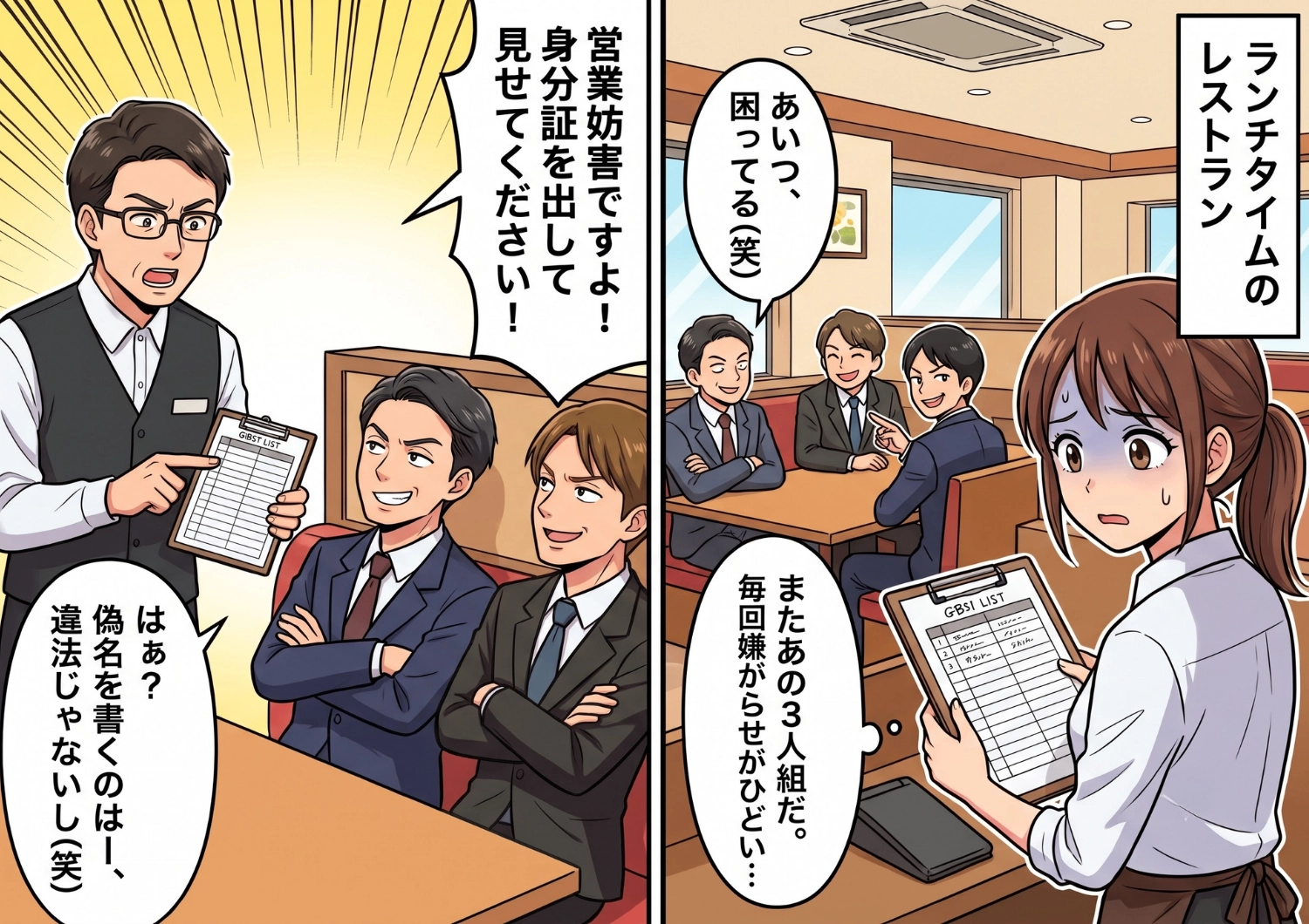受付表に卑猥な言葉を書いては無視する悪質な迷惑客！身分証の提示を求める店員を屁理屈で論破しようとするグループに訪れた、誰もが驚く衝撃の展開とは・・・！？のメイン画像