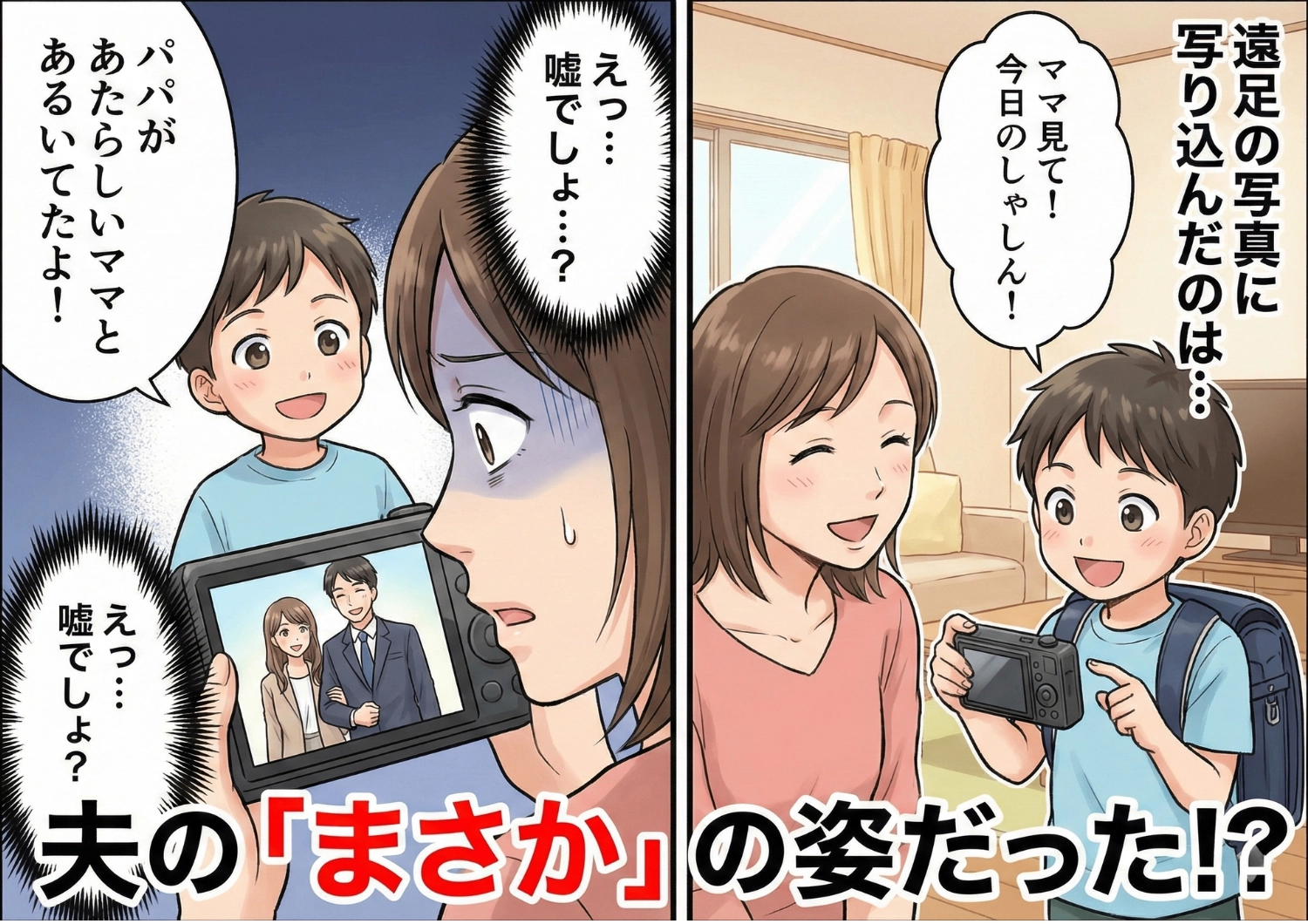 「パパが新しいママと歩いてた」遠足から帰った息子の無邪気な一言。仕事で不在のはずの夫が、見知らぬ女とデート中！？衝撃の写真は、義母を巻き込む大騒動へと発展し・・・のメイン画像