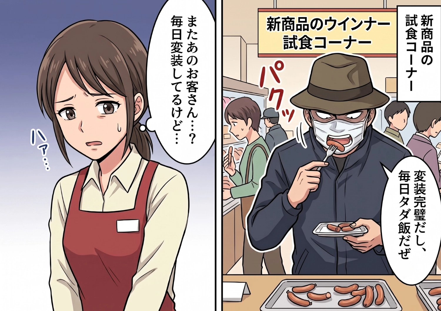 毎日変装してスーパーの試食コーナーに現れる怪しい男!あまりにも非常識な行動に声をかけてみると・・・?のメイン画像