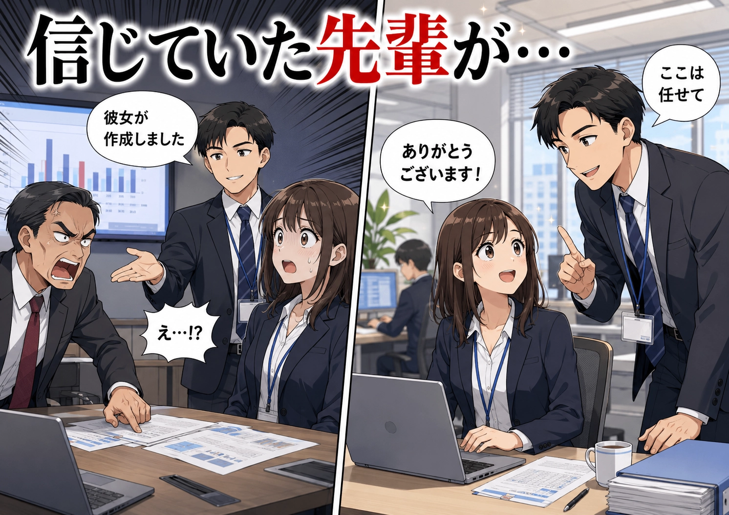 「私は何度も確認したのですが・・・」ミスを私のせいにする卑怯な先輩。信じていた相手に裏切られ絶体絶命→まさかの涙の結末！？のメイン画像