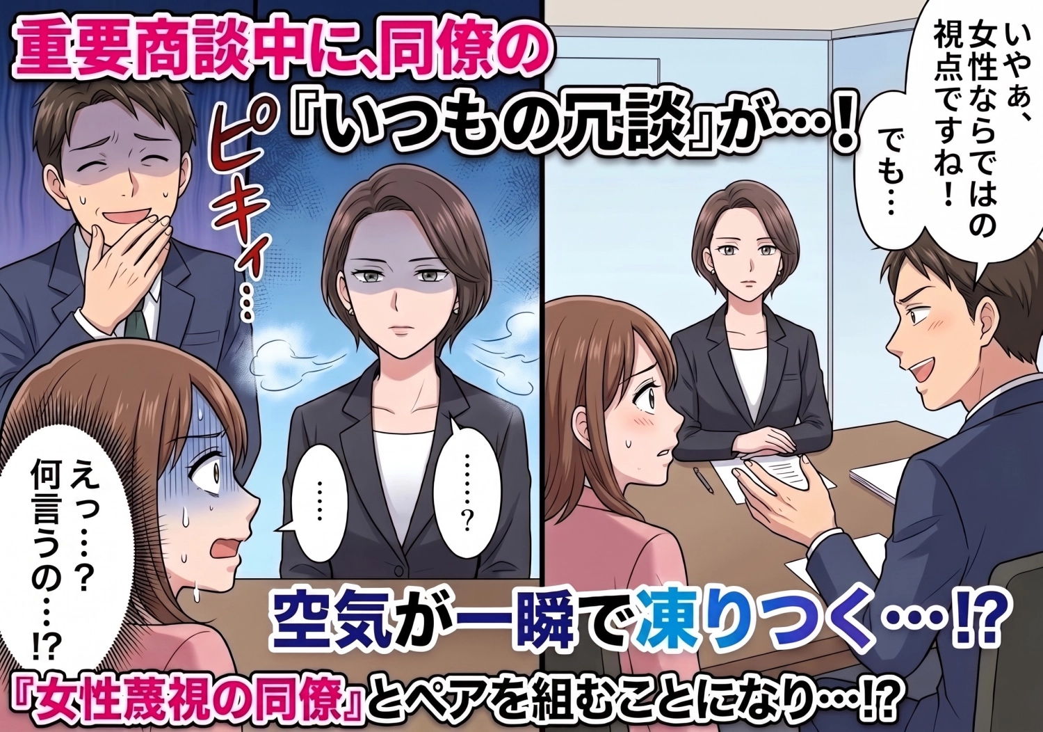 「女は感情的で困るよ笑」と職場で女性を見下す同僚。ある日、絶対に失敗できない重要取引先の商談に同行させることになったのですが・・・！？のメイン画像