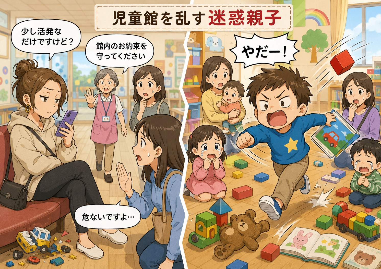 「子供が元気なのは当たり前でしょ！」児童館で大暴れする男児を放置する迷惑な母親。見かねた職員が声をかけると、まさかの展開に！のメイン画像