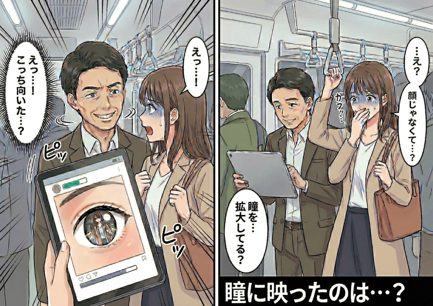 後編／満員電車で隣に立ったおじさん。タブレットでSNSの画像を異常なまでに拡大・・・何気ない日常に潜む恐怖の体験談のメイン画像
