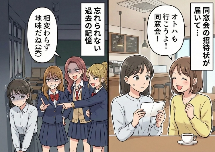 「相変わらず地味w」 同窓会で元いじめっ子に会ってしまった私。最悪の瞬間だったけど、ある人物の登場で立場逆転！？でスカッとした話のメイン画像