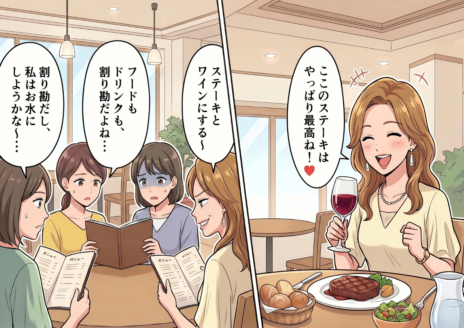 割り勘をいいことに毎回一番高いメニューとワインを頼むママ友。我慢の限界で個別会計を提案したら、まさかのトラブルに発展！？のメイン画像