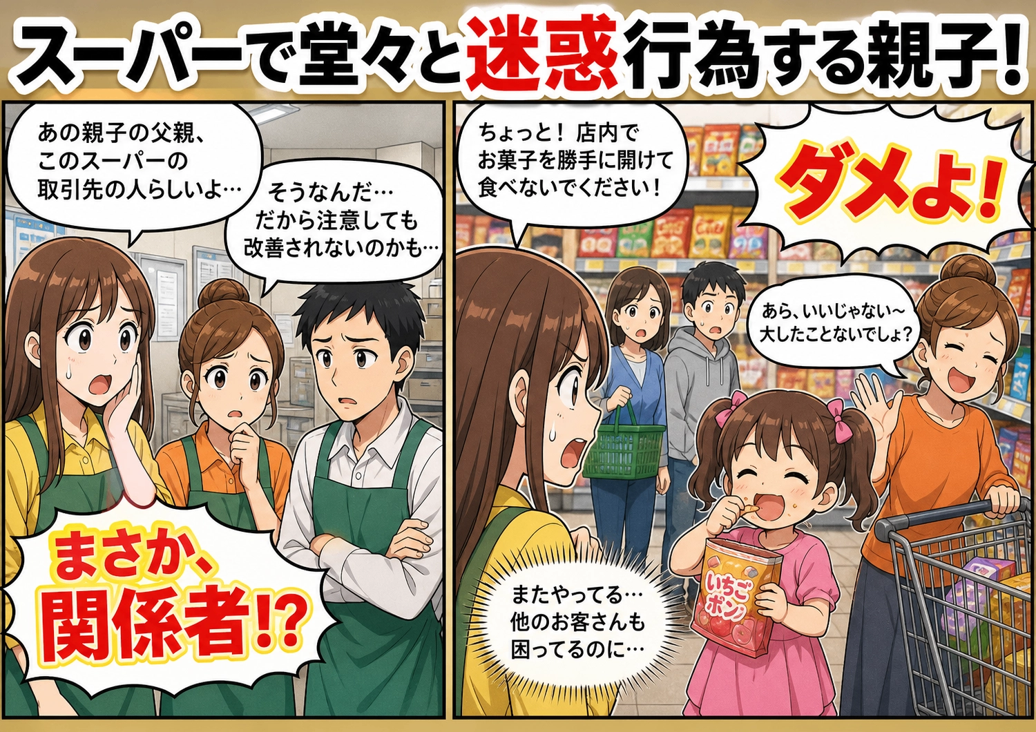 スーパーでの親子の迷惑行動が発覚!驚愕の結末とは?のメイン画像