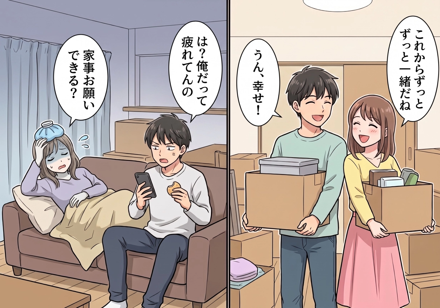 「体調悪いから家事お願い」と言った途端「俺の方が辛い」と寝込む彼氏。心配した私が寝室で見た信じられない光景とは?のメイン画像