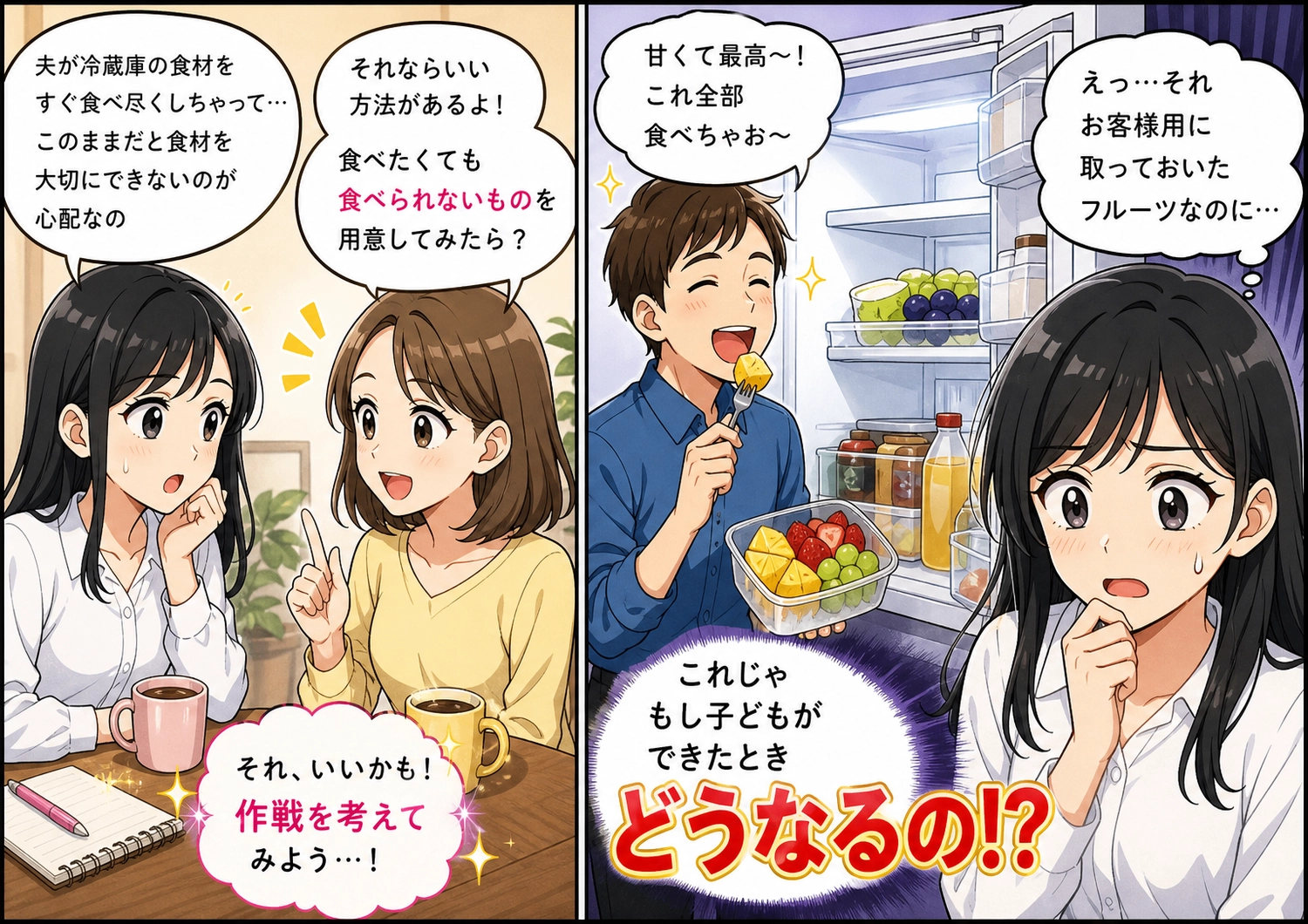新婚生活の試練!食材を食べ尽くす夫への対策と意外な結末のメイン画像