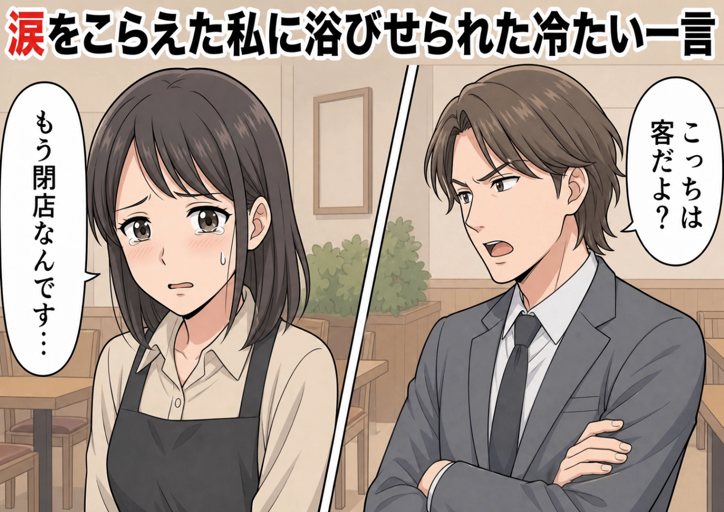 「もう閉店ですよ」無視して居座る迷惑サラリーマン集団！接客が天職の私が涙目で苦戦・・・そのとき救世主が放った一言とは！？のメイン画像