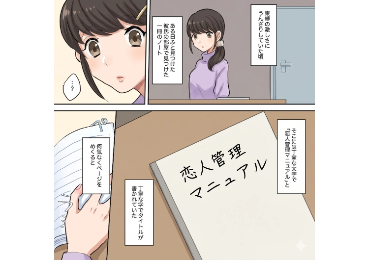 「3分以内に返信は彼女として当たり前」スケジュールを分単位で管理して来るモラハラ彼氏！ある日、彼氏の家で発見したノートの中身が気持ち悪すぎた→その内容は・・・のメイン画像