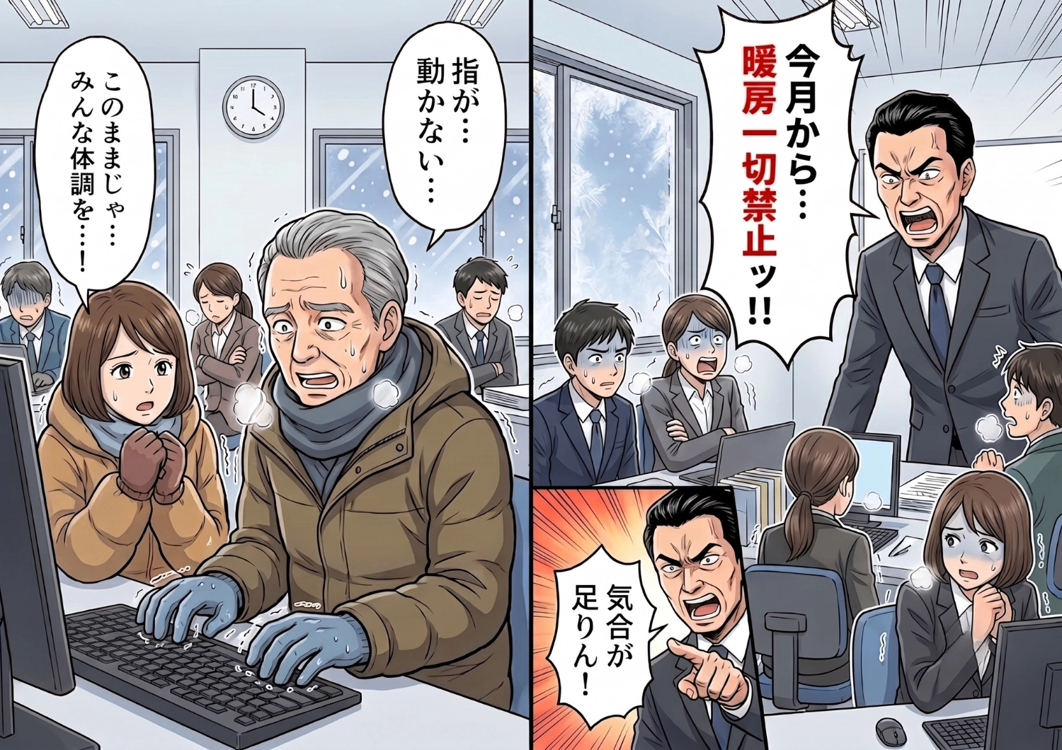 真冬のオフィスで「経費削減だから暖房禁止」と宣言した上司。しかし数日後、誰も予想しなかった衝撃の結末が待っていた・・・！？のメイン画像