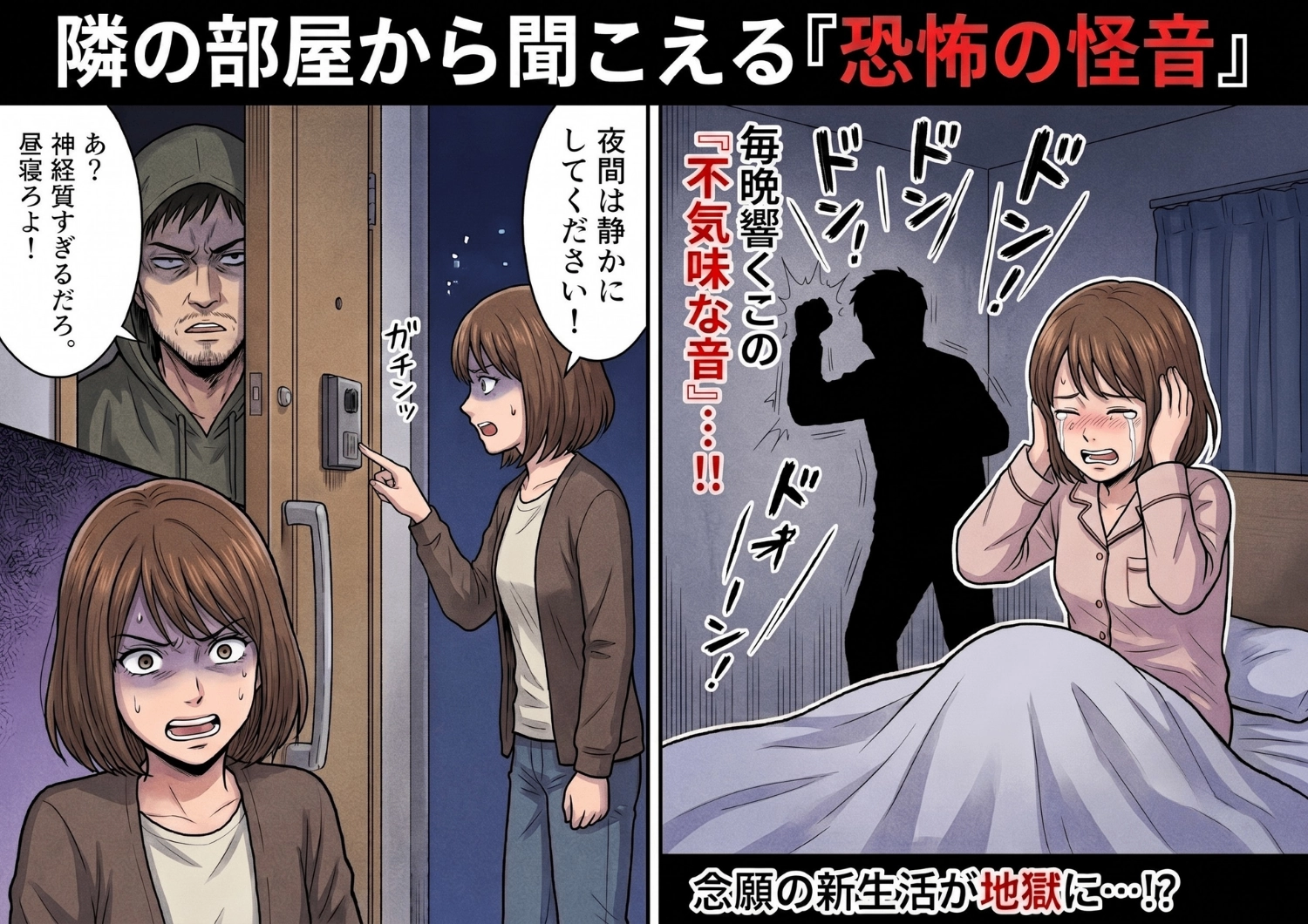隣人の激しい騒音に悩み、直接注意したら逆ギレで悪化・・・！限界を迎えて管理会社に連絡したときに告げられた、あまりにも不気味すぎる『部屋の秘密』とは？のメイン画像