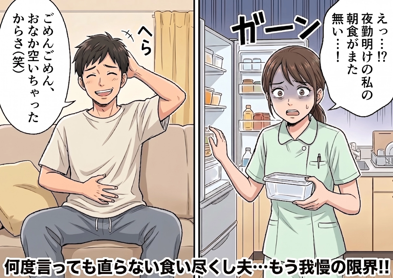 夜勤前に用意した朝食が消える!?何度言っても私の分まで食べ尽くす夫。SNSで愚痴をこぼしたら予想外の展開に・・・のメイン画像