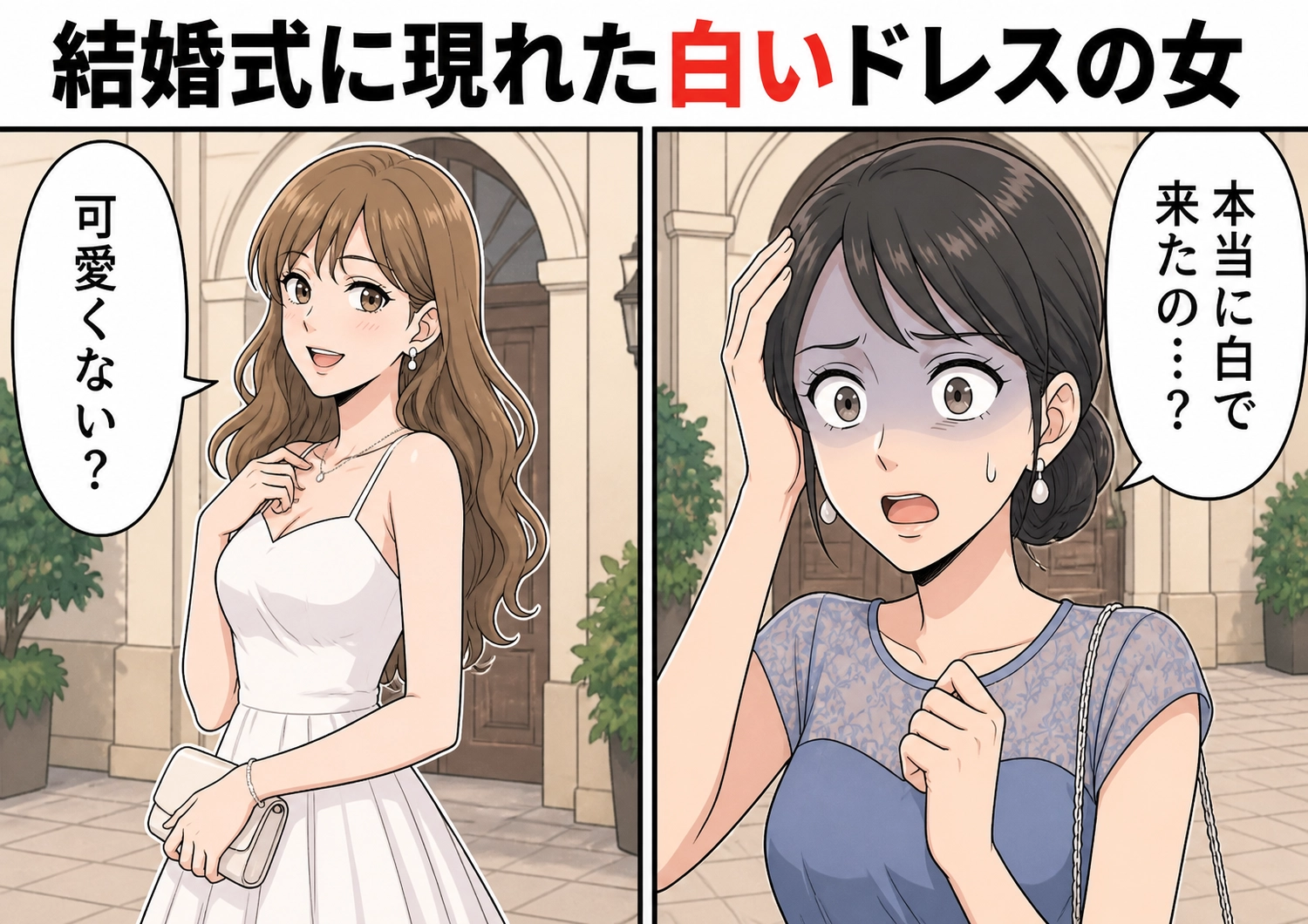 「明日のドレス白にしたの♡」友人の結婚式に真っ白なロングドレスで現れた目立ちたがりの女友達!披露宴で男性に声をかけまくり、新郎の兄にまで猛アプローチを始めた結果・・・のメイン画像
