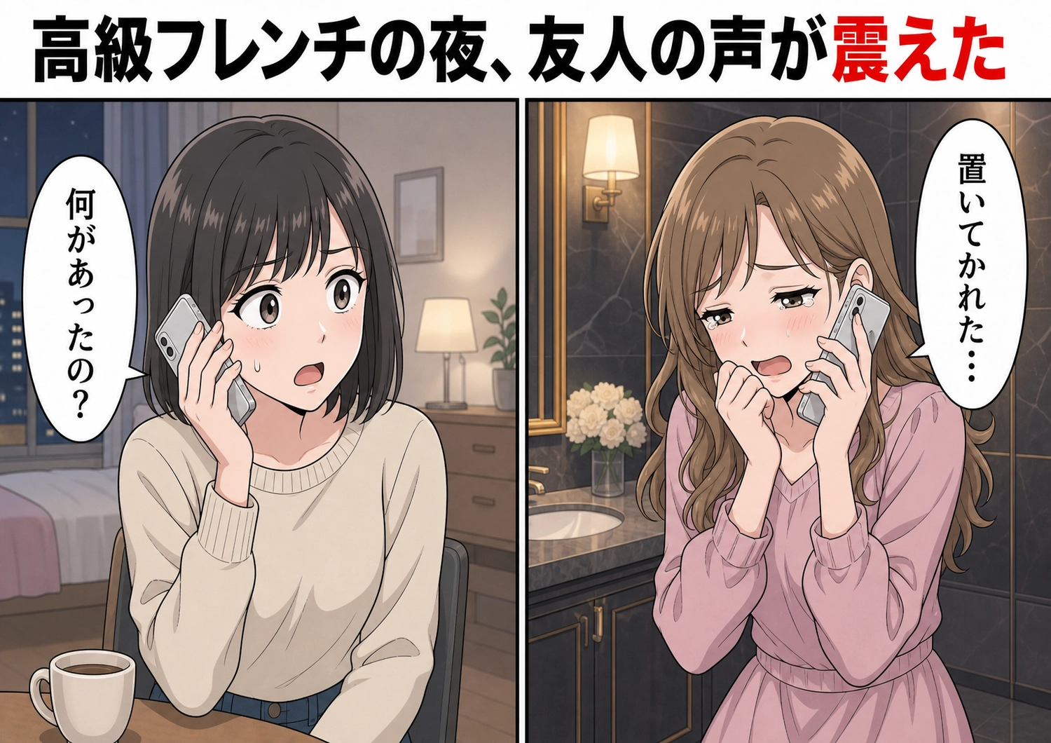 後編／「割り勘の男は無理！」友達に借りたお金も返さず、男性には高級店でのおごりを要求する女友達！念願の高級フレンチデートで「全部向こう持ち」と自慢していたのに、突然泣きながら電話してきて・・・のメイン画像