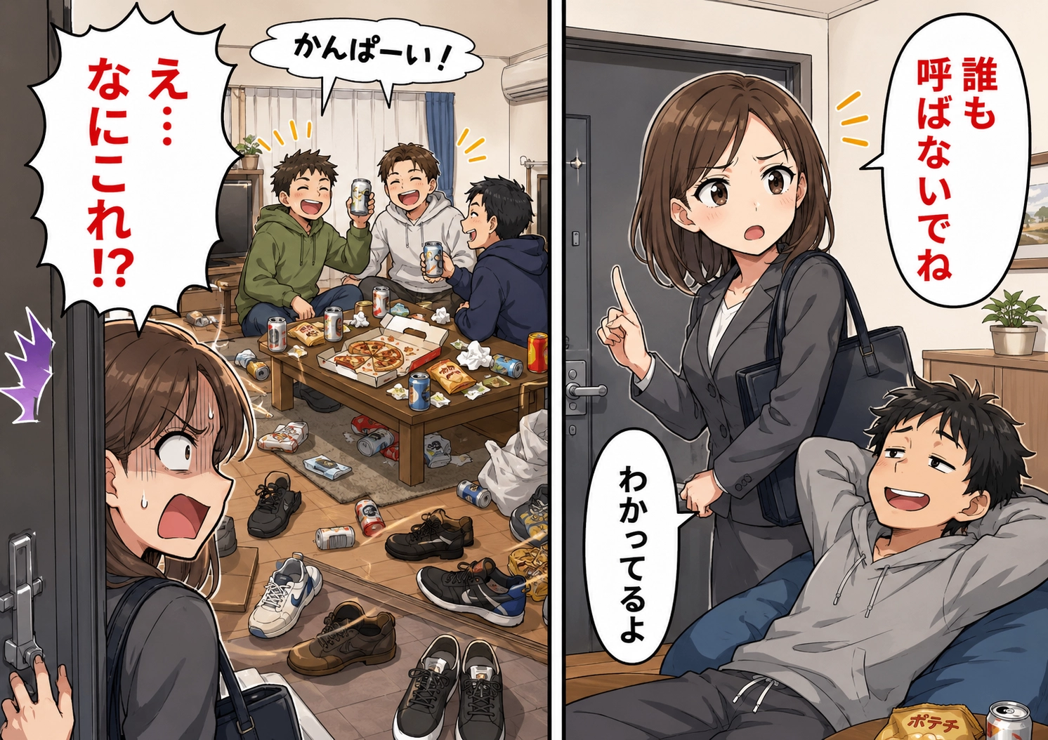 家事をしない夫に「留守中に友人を呼ばないで」と約束させた私。も、約束を破った夫に絶望した瞬間、友人の行動で状況が救うことに！？のメイン画像